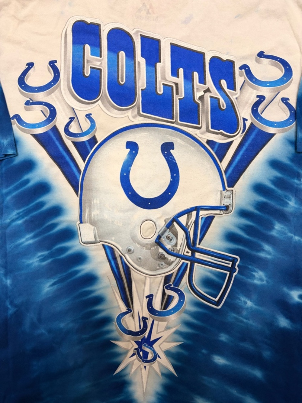 Majestic Colts Blue White Tie-Dye Short Sleeve Tee